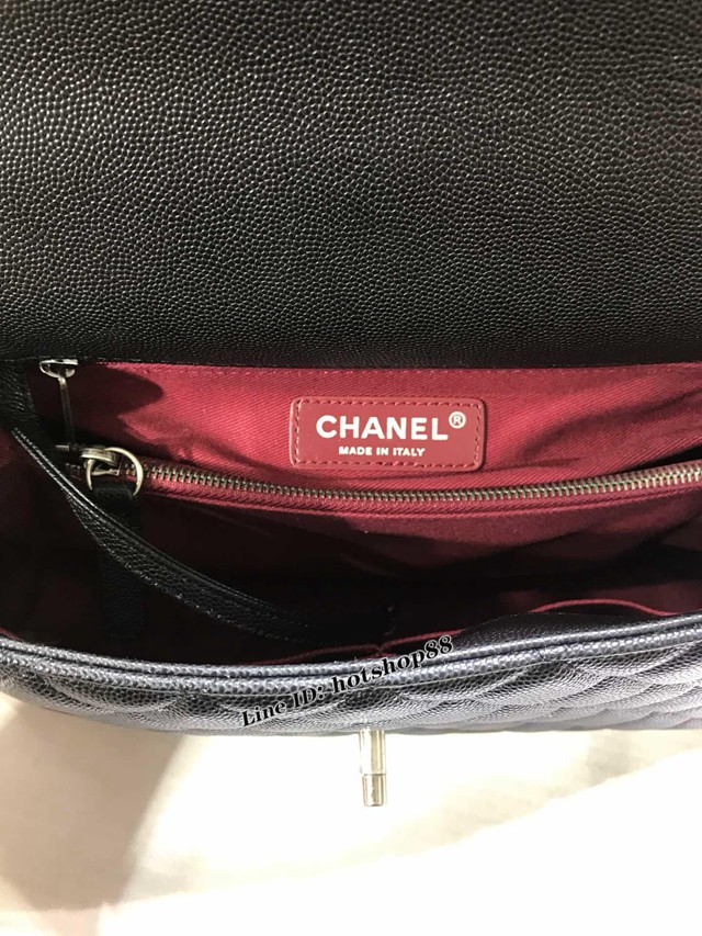 CHANEL女包 A92991 最新棱格細顆粒壓花小牛皮 單手柄手拎包 香奈兒單肩斜挎包 chanel手提包 中號口蓋包 djc1845